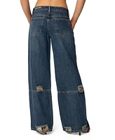 Edikted Women's Slitted Distressed Low Rise Jeans