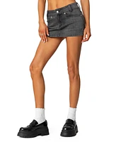 Edikted Women's Bev Stretchy Denim Micro Skirt