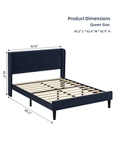 gaomon Queen Upholstered Bed Frame with Wingback Headboard