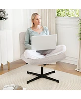 Gouun Office Armless Chair Cross Legged with Imitation Lamb Fleece and Adjustable Height