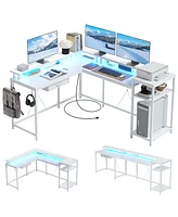 gaomon L Gaming Desk, 68" Home Office Desk with File Drawer & Power Outlet, Computer Corner Desk