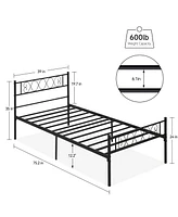 gaomon Twin Size Metal Platform Bed Frame with Headboard and Footboard, Heart Shaped Bed Frame