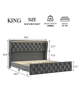 gaomon King Led Bed Frame with Charging Station