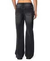 Edikted Women's Grommet Low Rise Baggy Jeans