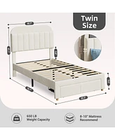 gaomon Twin Size Bed Frames with Storage Headboard