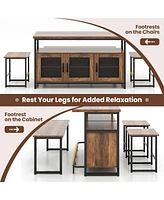 Gouun 4 Piece Kitchen Island Set with Bench and Storage