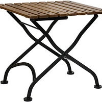 European Chestnut Wood Folding Square Side Table - For Indoor or Outdoor Use - 20-Inch - Brown
