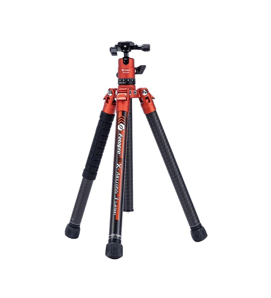 FotoPro X Aircross 3 Orange Tripod with Lightweight 3K Carbon Fiber Legs