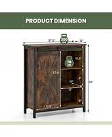Gouun 32 Inch Farmhouse Sideboard Buffet Cabinet with Sliding Barn Door and Adjustable Shelves