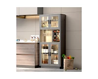 Vlsrka Wine Bar Storage Cabinet with Led Lights