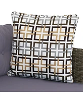 Longford Outdoor Patio Sectional Sofa Set - Backyard Brown Rattan Wicker Chaise Lounge Furniture with Coffee Table and Thick Cushions
