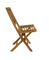 Sunnydaze Decor Nantasket Solid Teak Outdoor Folding Dining Chairs - Light Wood Stain Finish - 2 Chairs