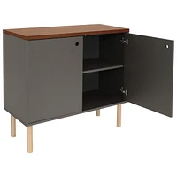 Mid-Century Modern 2-Door Accent Cabinet with Shelves - For Dining Room, Living or Bathroom Gray