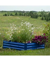 Sunnydaze Decor 4-Foot Galvanized Steel Square Raised Garden Bed - For Flowers, Plants, and Vegetables Silver