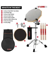 5 Core Drum Throne Adjustable Guitar Stool Padded Seat + Drum Practice Pad Snare Drumming Stand