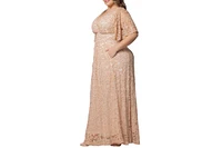 Kiyonna Plus Luminous Sequin Lace Evening Gown with Pockets