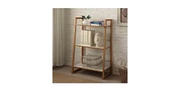 Slickblue 3-Shelf Modern Bookcase in Wicker Design for Versatile Use