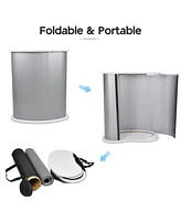 Portable Oval Podium Impact Table Counter Stand Trade Show Display Exhibition White