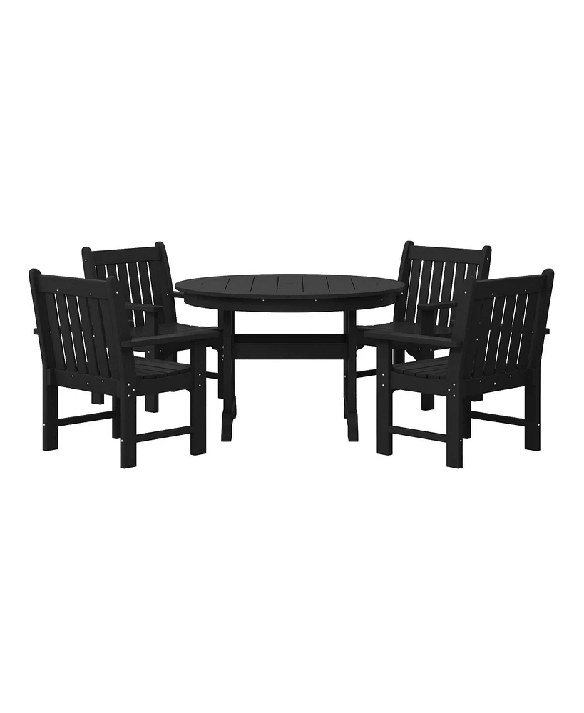 WestinTrends 5-Piece Hdpe Outdoor Patio Chair and Round Table Dining Set