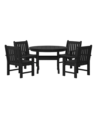 WestinTrends 5-Piece Hdpe Outdoor Patio Chair and Round Table Dining Set