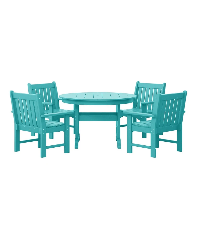 WestinTrends 5-Piece Hdpe Outdoor Patio Chair and Round Table Dining Set
