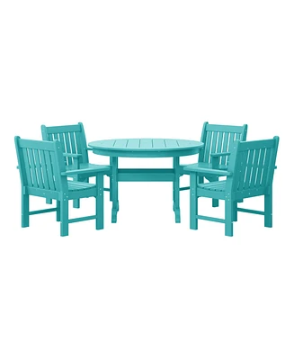 WestinTrends 5-Piece Hdpe Outdoor Patio Chair and Round Table Dining Set