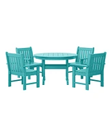 WestinTrends 5-Piece Hdpe Outdoor Patio Chair and Round Table Dining Set