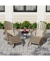 WestinTrends 4-Piece Outdoor Patio Hdpe Adirondack Chairs With Ottomans and Cup Holder Set