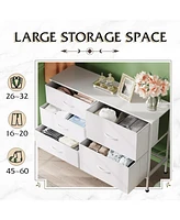 Wlive Dresser for Bedroom with 5 Drawers Wide Drawer Organizers Chest of Fabric Living Room Closet Hallway