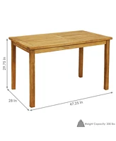 Sunnydaze Decor Rectangular Solid Teak Outdoor Dining Table - Light Wood Stain Finish - 47-Inch