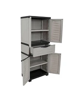 Sunnydaze Decor Plastic Garage Storage Cabinet with 2 Adjustable Shelves - Tool-Free Assembly - Gray - 57" H