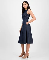 Vince Camuto Women's Fit & Flare Cotton Denim Midi Dress