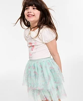 Disney Toddler and Little Girls 2-Piece Ariel Short Sleeve Top Skirt Set