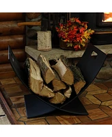 Sunnydaze Decor 30-Inch Outdoor Firewood Log Rack - Heavy-Duty Black Powder Coated Steel Construction