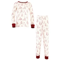 Touched by Nature Little Boys Toddler/Child Unisex Organic Cotton Tight-Fit Pajama Set, Winter Woodland