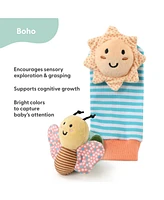 The Peanutshell Boho Baby Rattle Socks and Wrist Rattle Set, 5 Piece