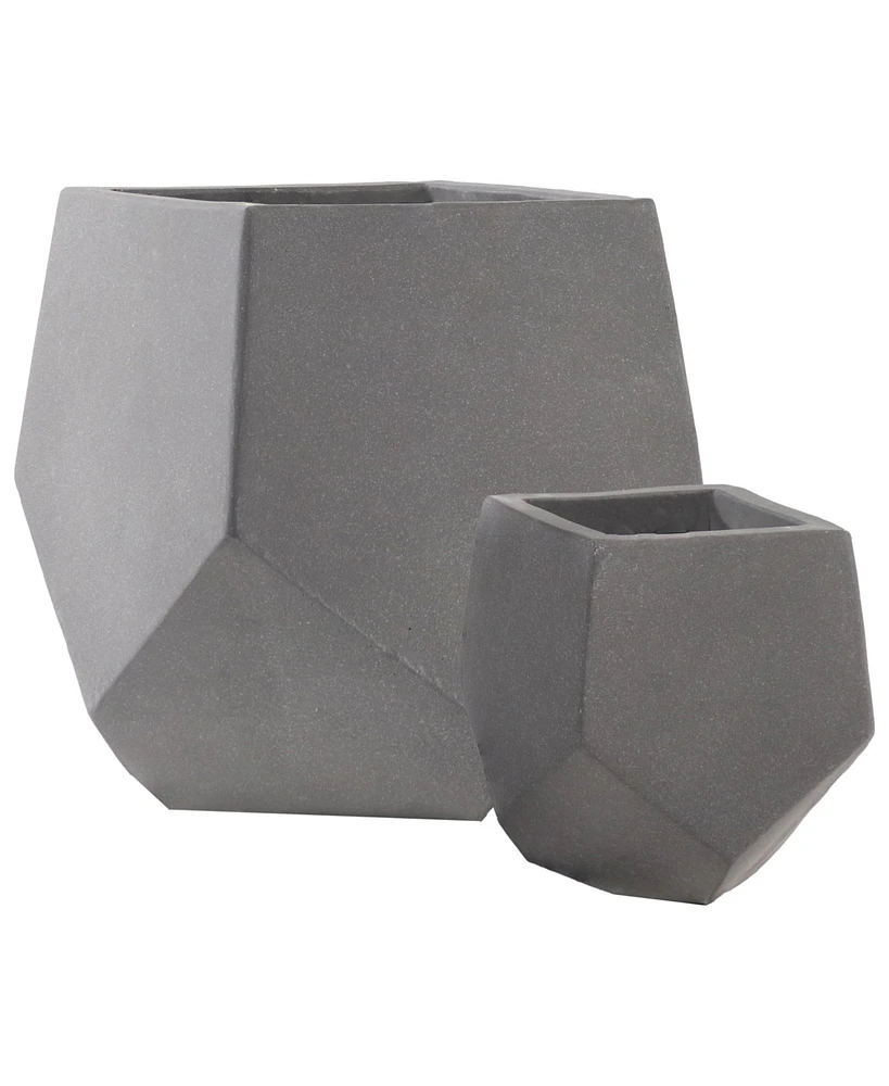 Sunnydaze Decor Outdoor Concrete Planter Set - 2 Lightweight Concrete Pots for Plants - Moondust