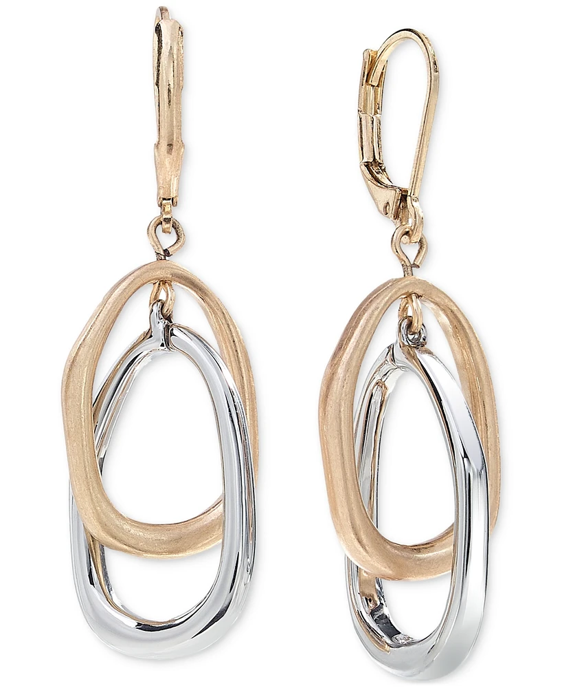 Style & Co Two-Tone Linked Sculptural Oval Drop Earrings, Exclusively at Macy's