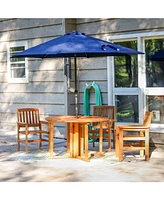 Malaysian Hardwood Folding Gateleg Patio Dining Table with Teak Oil Finish - 4-Person Space-Saving Round Outdoor Table - 47.25” D x 29"H