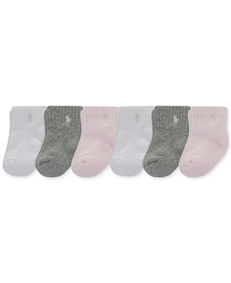 Polo Ralph Lauren Baby Girl Sport Quarter Socks, 6-Pack