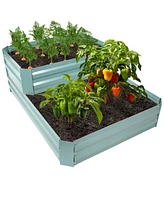 2-Tier Galvanized Steel Raised Garden Bed - For Flowers, Plants, and Vegetables 94.5-Gal Soil Capacity Green