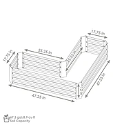 Sunnydaze Decor 47.25" W Galvanized Steel L-Shaped Raised Garden Bed - For Vegetables and Plants 67.3 Gal Soil Capacity Blue