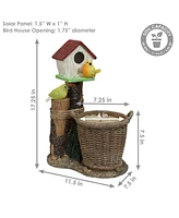 Sunnydaze Decor Polyresin Bird House Outdoor Statue Planter with Solar Led Lighted Birds - 17.25-Inch