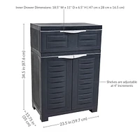 Versatile Plastic Storage Cabinet with Adjustable Shelf - 34.5"