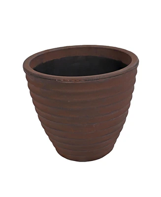 Ribbed 16" Outdoor Plant Pot - Polyresin Double-Walled Planter for Indoor or Outdoor Use