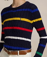 Polo Ralph Lauren Women's Striped Cable-Knit Cotton Sweater