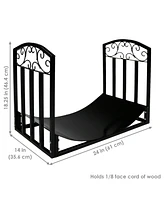 Indoor/Outdoor Heavy-Duty Powder-Coated Steel Fire Pit or Fireplace Firewood Log Rack Holder - 2' - Black