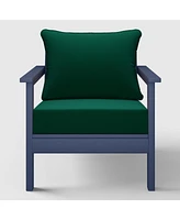 WestinTrends Outdoor Modern Hdpe Patio Navy Blue Club Chairs with Deep Seat Cushions (Set of 2)