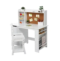 gaomon Wooden Study Desk and Chair Set for Kids,White Learning Table