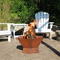 Sunnydaze Decor Rustic Affinity 23-Inch Steel Raised Outdoor Fire Pit Kit with Oxidized Finish - Hexagon-Shaped